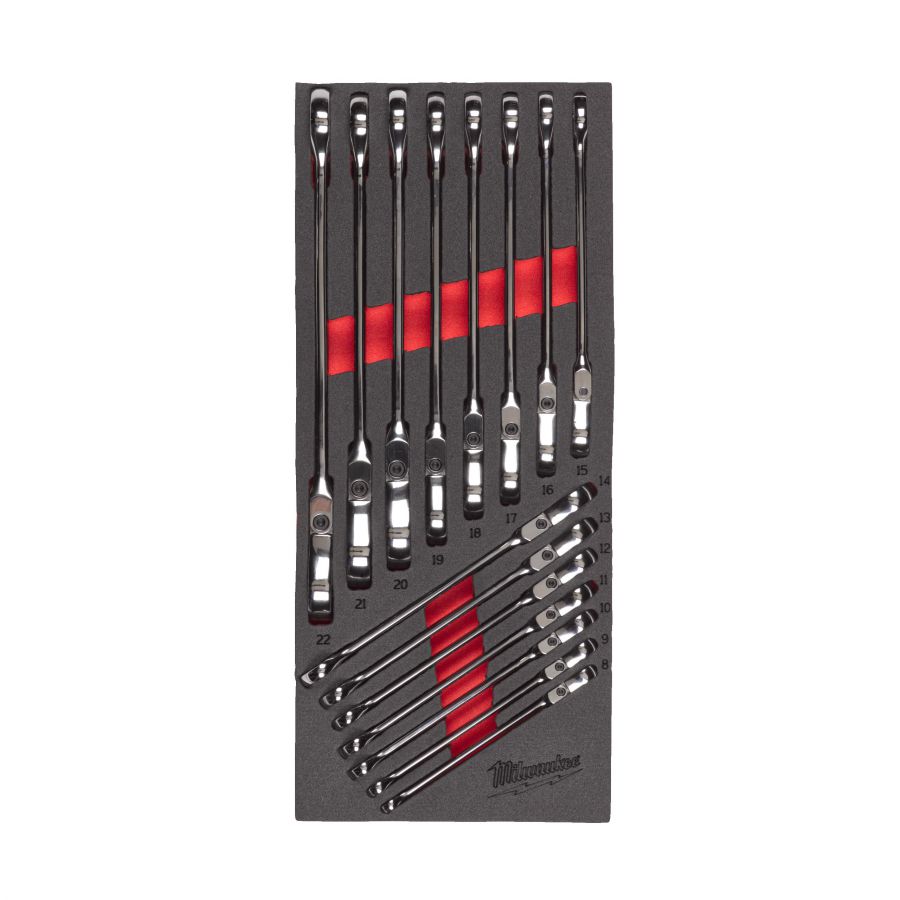 MAX BITE Gelenk-Ratschen-Ringmaulschlüssel Einlage 15-teilige Einlage für Werkstattwagen 78 cm - 1 Stück